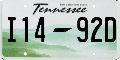 TN license plate I1492D