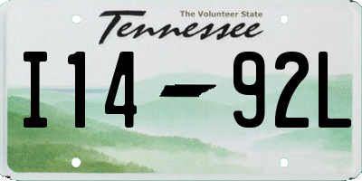 TN license plate I1492L