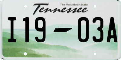 TN license plate I1903A
