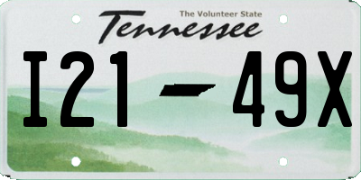TN license plate I2149X