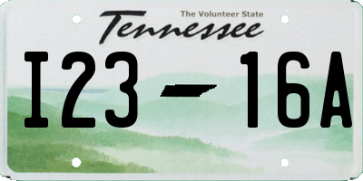 TN license plate I2316A