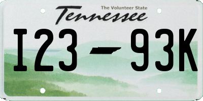 TN license plate I2393K