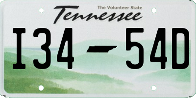 TN license plate I3454D