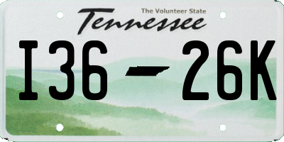 TN license plate I3626K