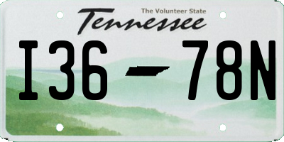TN license plate I3678N