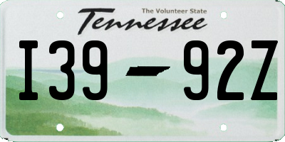 TN license plate I3992Z