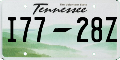 TN license plate I7728Z