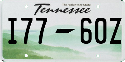 TN license plate I7760Z