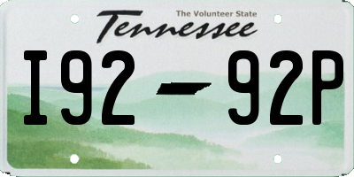 TN license plate I9292P
