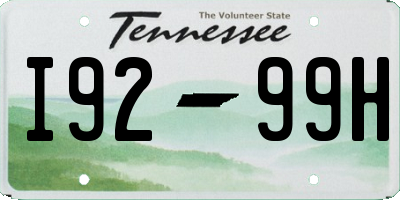 TN license plate I9299H
