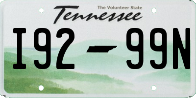 TN license plate I9299N
