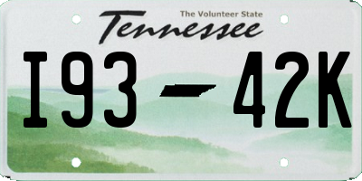 TN license plate I9342K