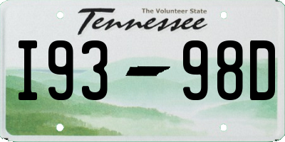 TN license plate I9398D