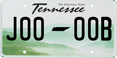 TN license plate J0000B