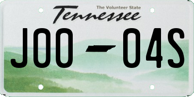 TN license plate J0004S
