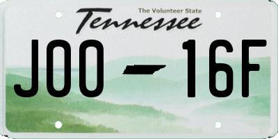 TN license plate J0016F
