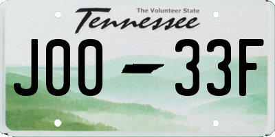 TN license plate J0033F