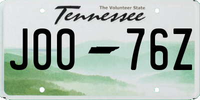 TN license plate J0076Z