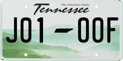 TN license plate J0100F