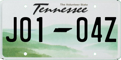 TN license plate J0104Z