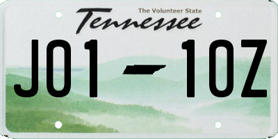 TN license plate J0110Z