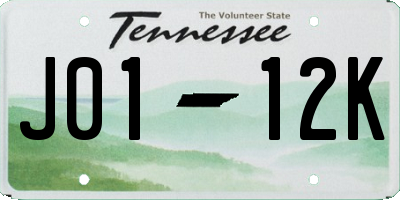 TN license plate J0112K
