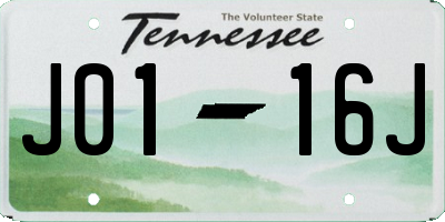 TN license plate J0116J