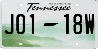 TN license plate J0118W