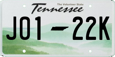 TN license plate J0122K