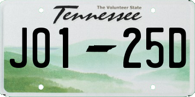 TN license plate J0125D