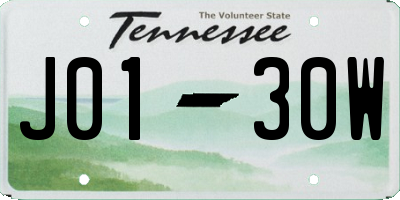 TN license plate J0130W
