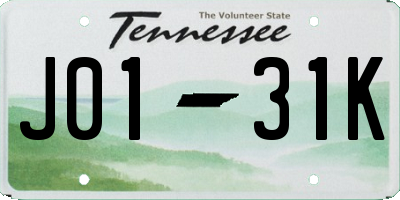 TN license plate J0131K