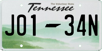 TN license plate J0134N