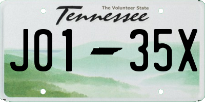 TN license plate J0135X