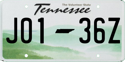 TN license plate J0136Z