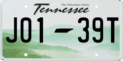 TN license plate J0139T