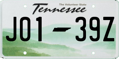 TN license plate J0139Z