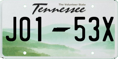 TN license plate J0153X