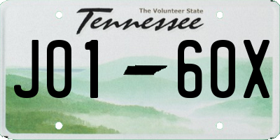 TN license plate J0160X