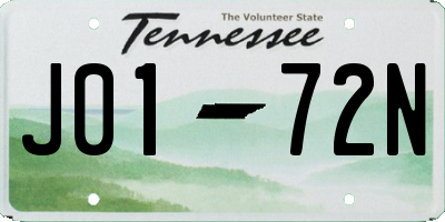 TN license plate J0172N