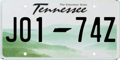 TN license plate J0174Z