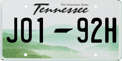 TN license plate J0192H