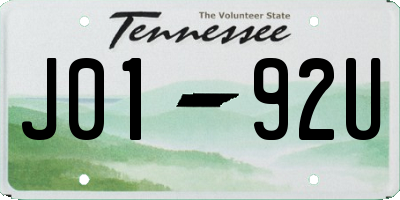 TN license plate J0192U