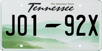 TN license plate J0192X