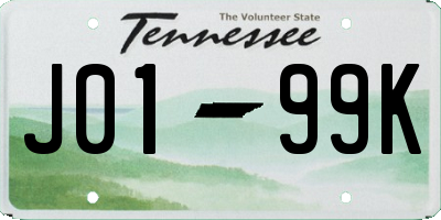 TN license plate J0199K