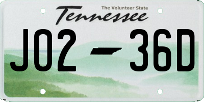 TN license plate J0236D