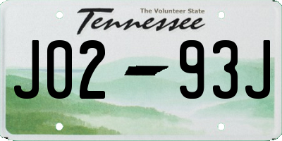 TN license plate J0293J