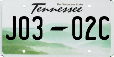 TN license plate J0302C
