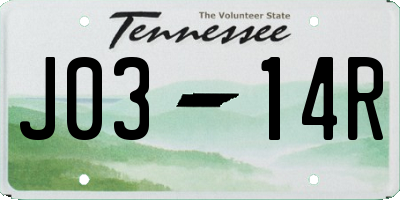 TN license plate J0314R