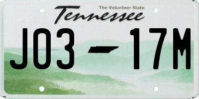 TN license plate J0317M